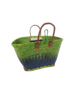 Green raffia tote bag with...