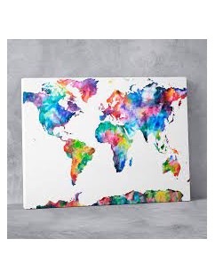 Cuadro Mapa Mundi Multicolor